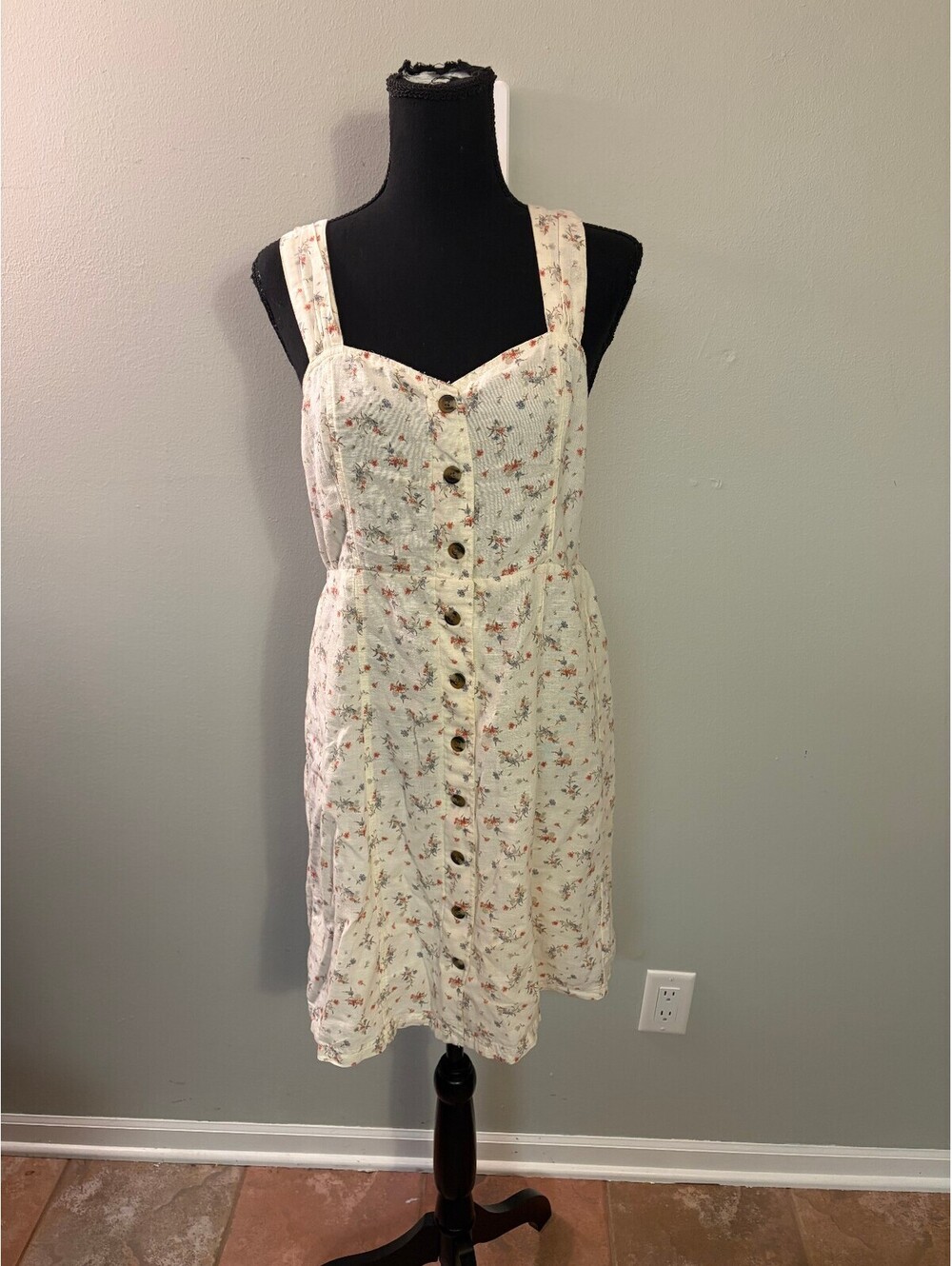 American Eagle Floral Button-Front Sundress with Wide Straps
